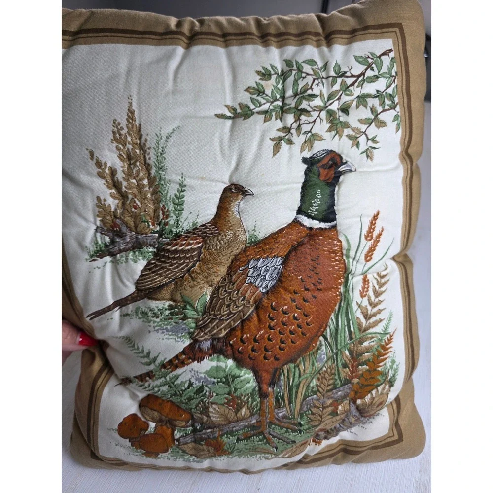 Vintage Pheasant Wildlife Decorative Throw Pillow Rustic Lodge Cabin Decor 16x13